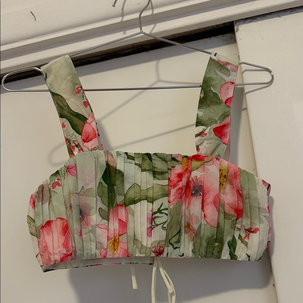 Floral Pleated Crop Top